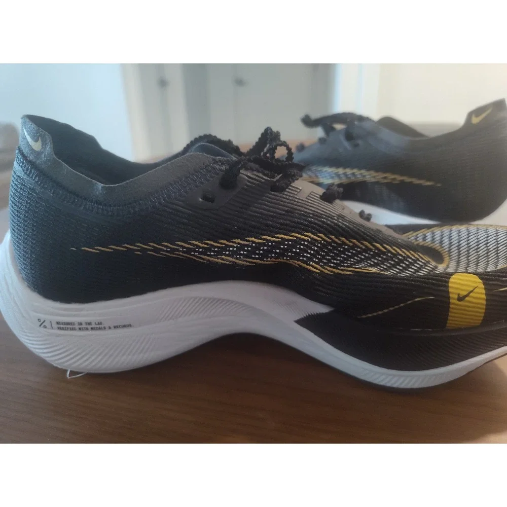 Nike ZoomX Vaporfly Next% 2 Black Gold Running Shoes CU4123-001 Womens 9.5